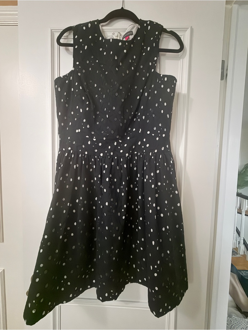 Vince camuto black and white polka dot dress